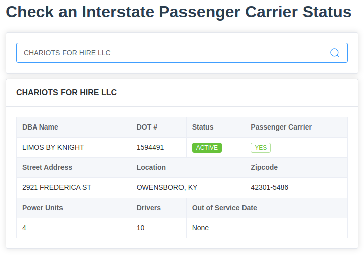 Inter-State Passenger Carrier Status: An In-Depth Look at CHARIOTS FOR HIRE LLC